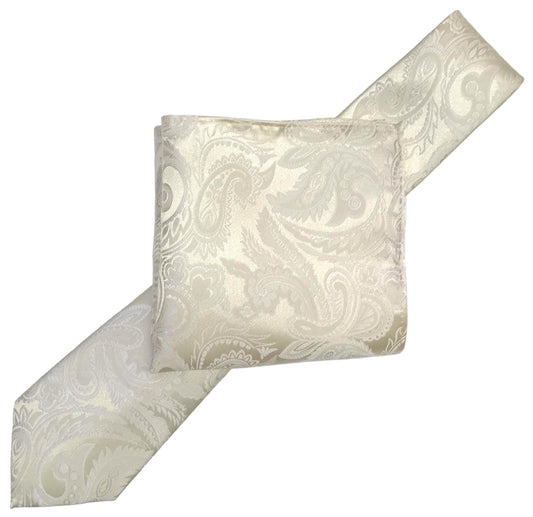 Ivory Luxury Paisley Weave Neck Tie