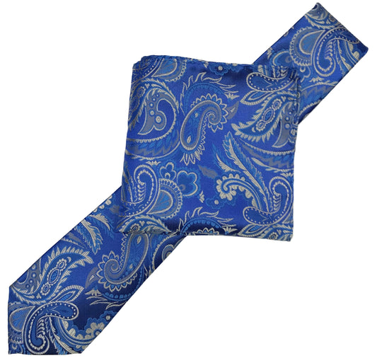 Royal/Blue/Silver Luxury Paisley Weave Neck Tie