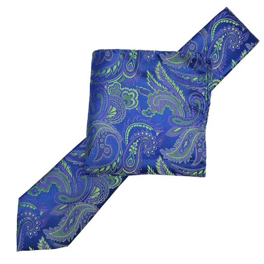 Royal/Purple/Lime Luxury Paisley Weave Neck Tie