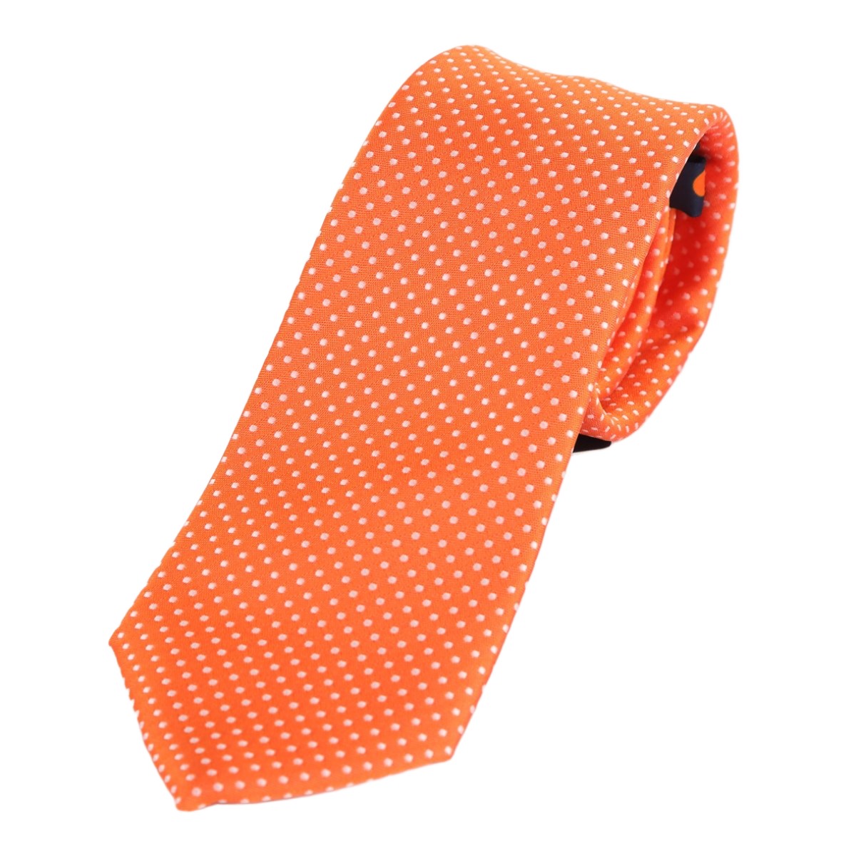 Orange/White Luxury Mini Spotted Weave Neck Tie