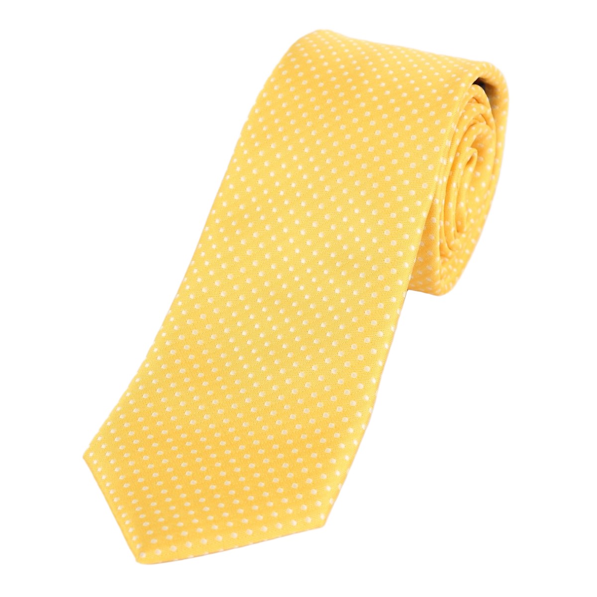 Gold/White Luxury Mini Spotted Weave Neck Tie