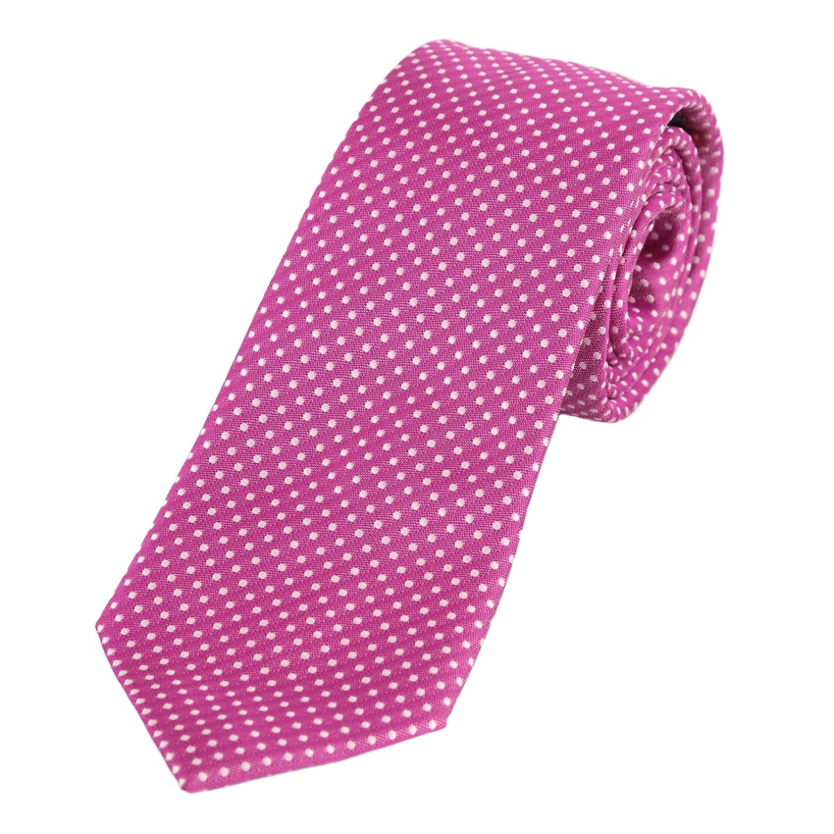 Magenta/White Luxury Mini Spotted Weave Neck Tie