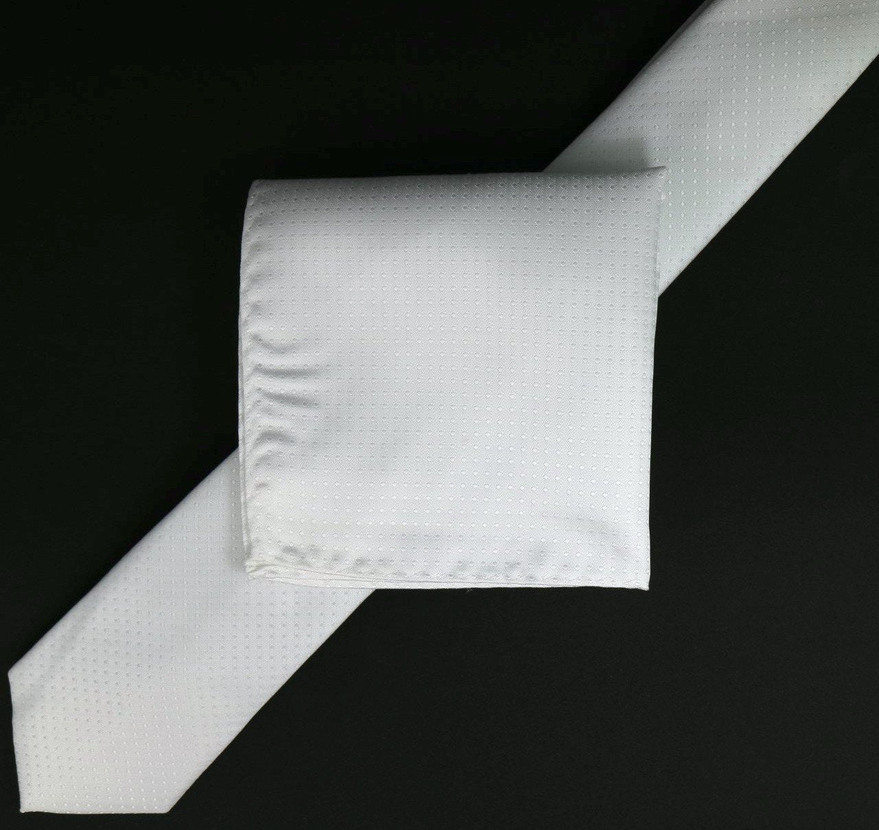 White Luxury Mini Spotted Weave Neck Tie