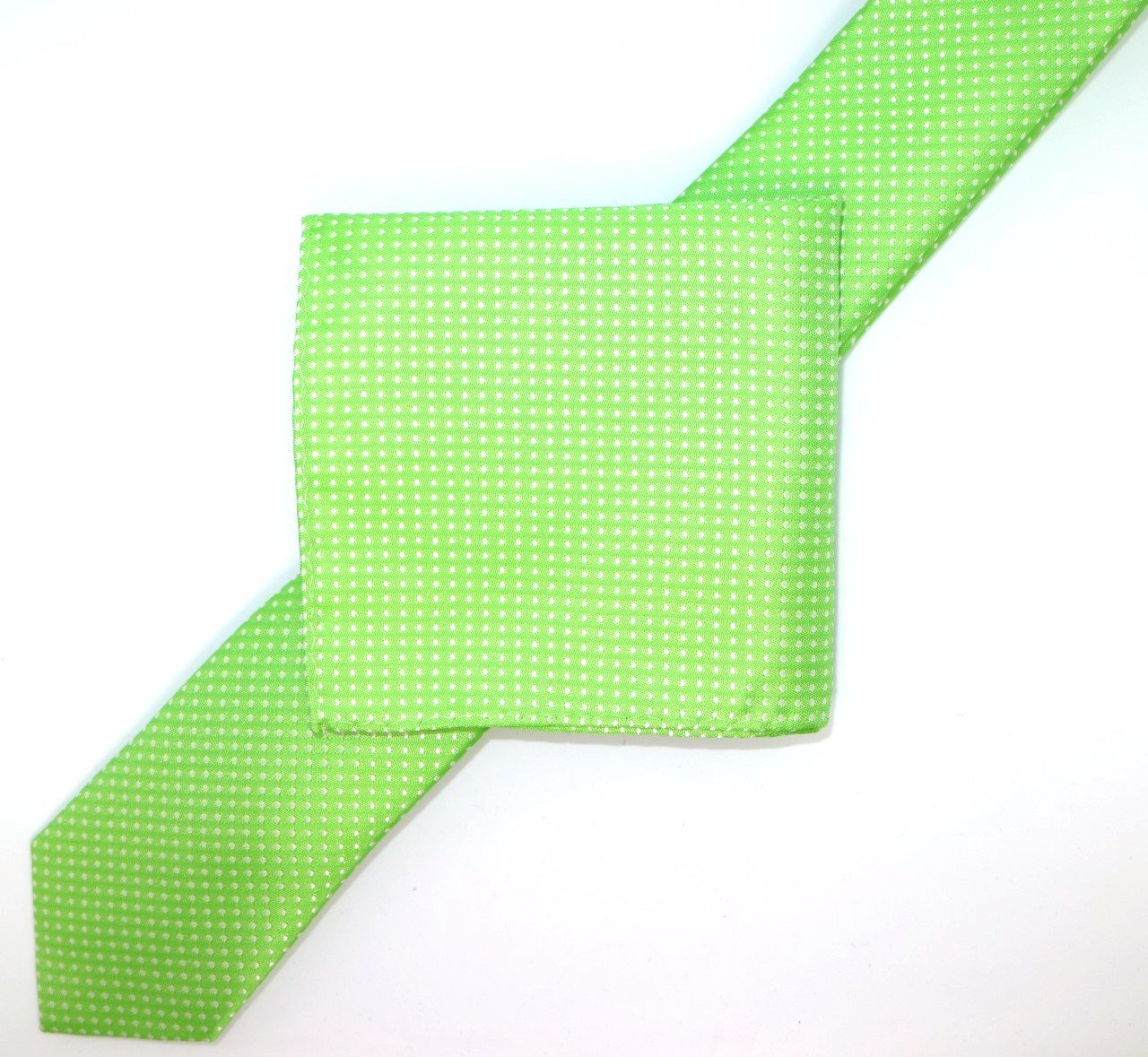 Lime Green/White Luxury Mini Spotted Weave Neck Tie