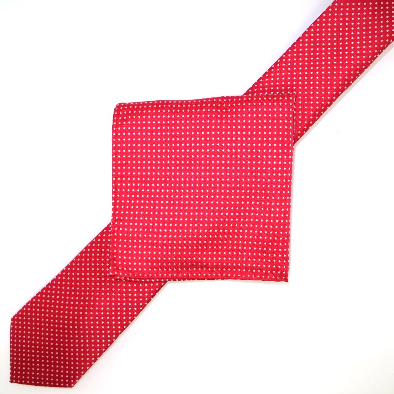 Red/White Luxury Mini Spotted Weave Neck Tie