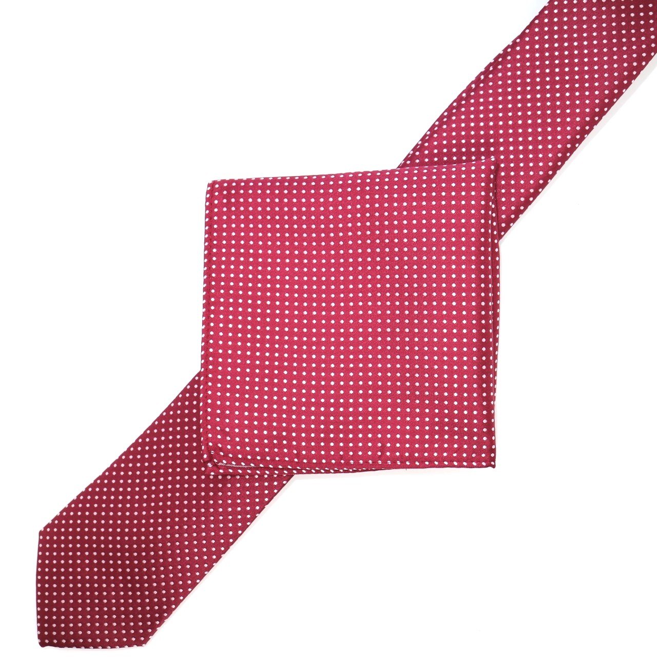 Burgundy/White Luxury Mini Spotted Weave Neck Tie