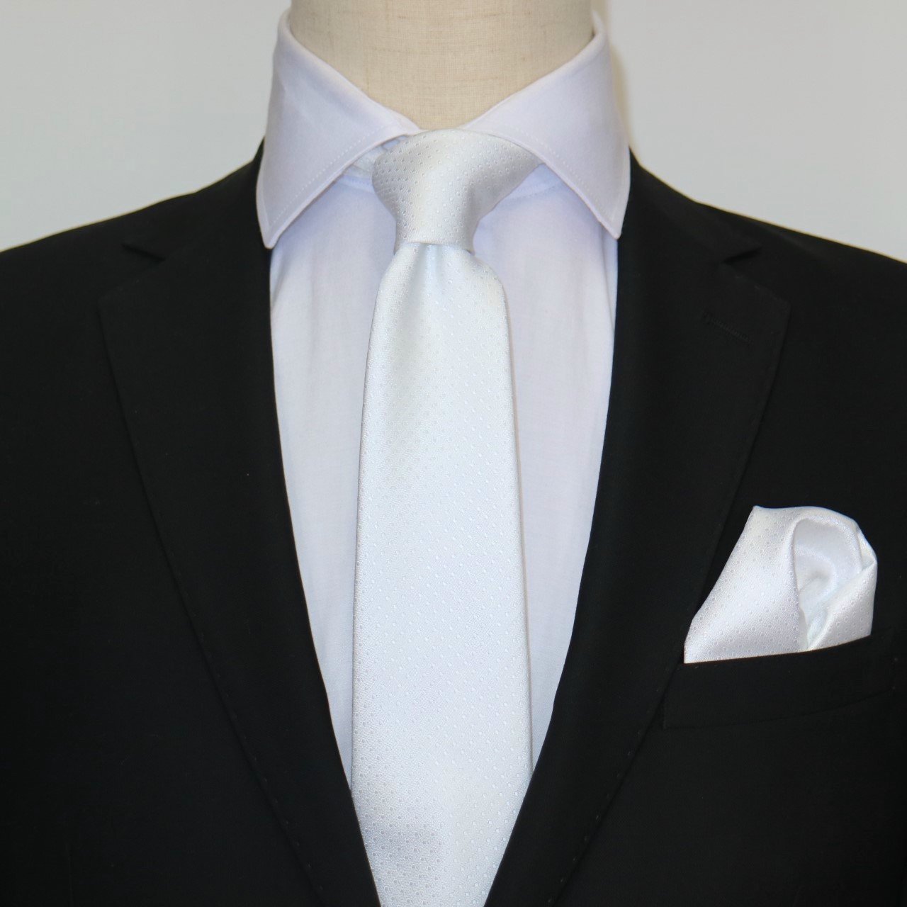 White Luxury Mini Spotted Weave Neck Tie