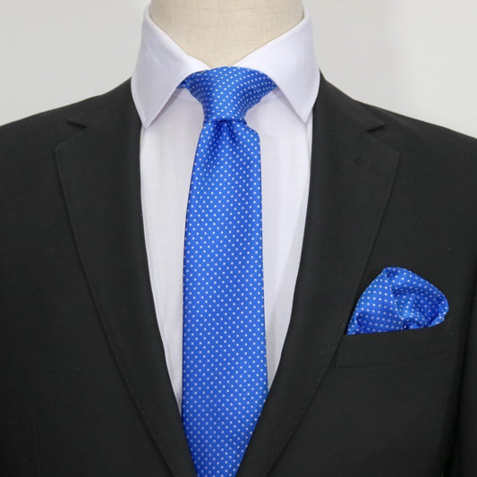 Royal Blue/White Luxury Mini Spotted Weave Neck Tie