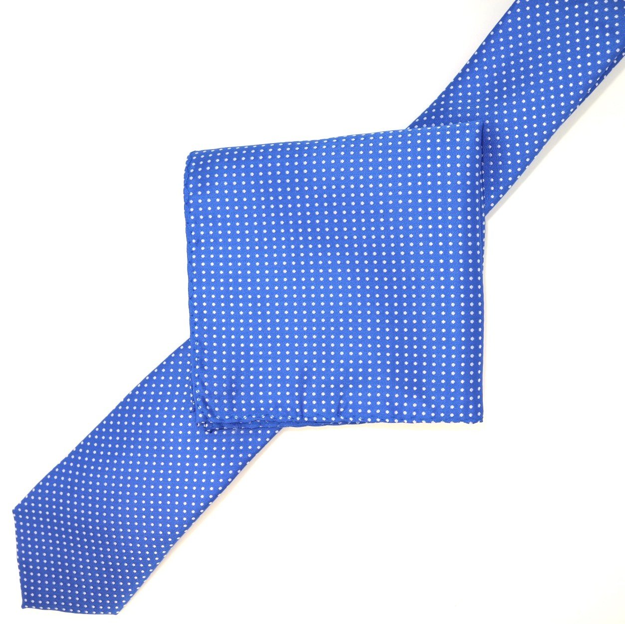 Royal/White Luxury Mini Spotted Weave Pocket Square
