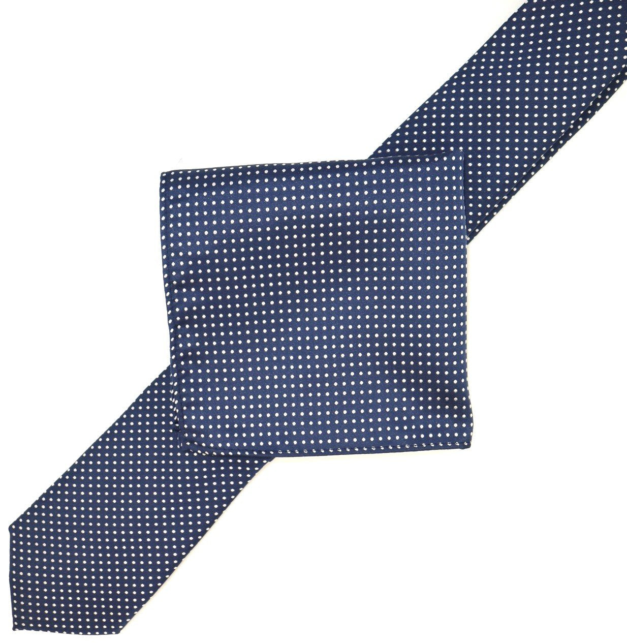 Navy/White Luxury Mini Spotted Weave Pocket Square