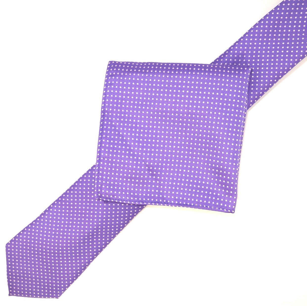 Purple/White Luxury Mini Spotted Weave Neck Tie