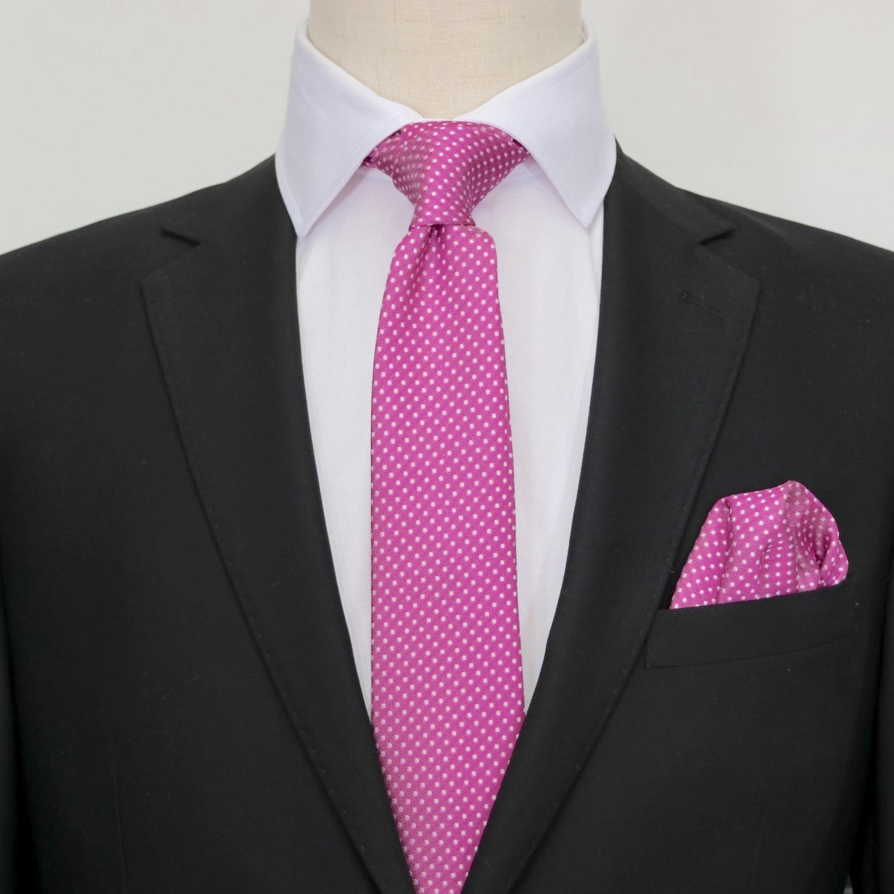 Magenta/White Luxury Mini Spotted Weave Pocket Square