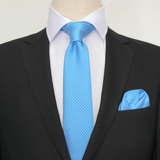 Blue/White Luxury Mini Spotted Weave Neck Tie