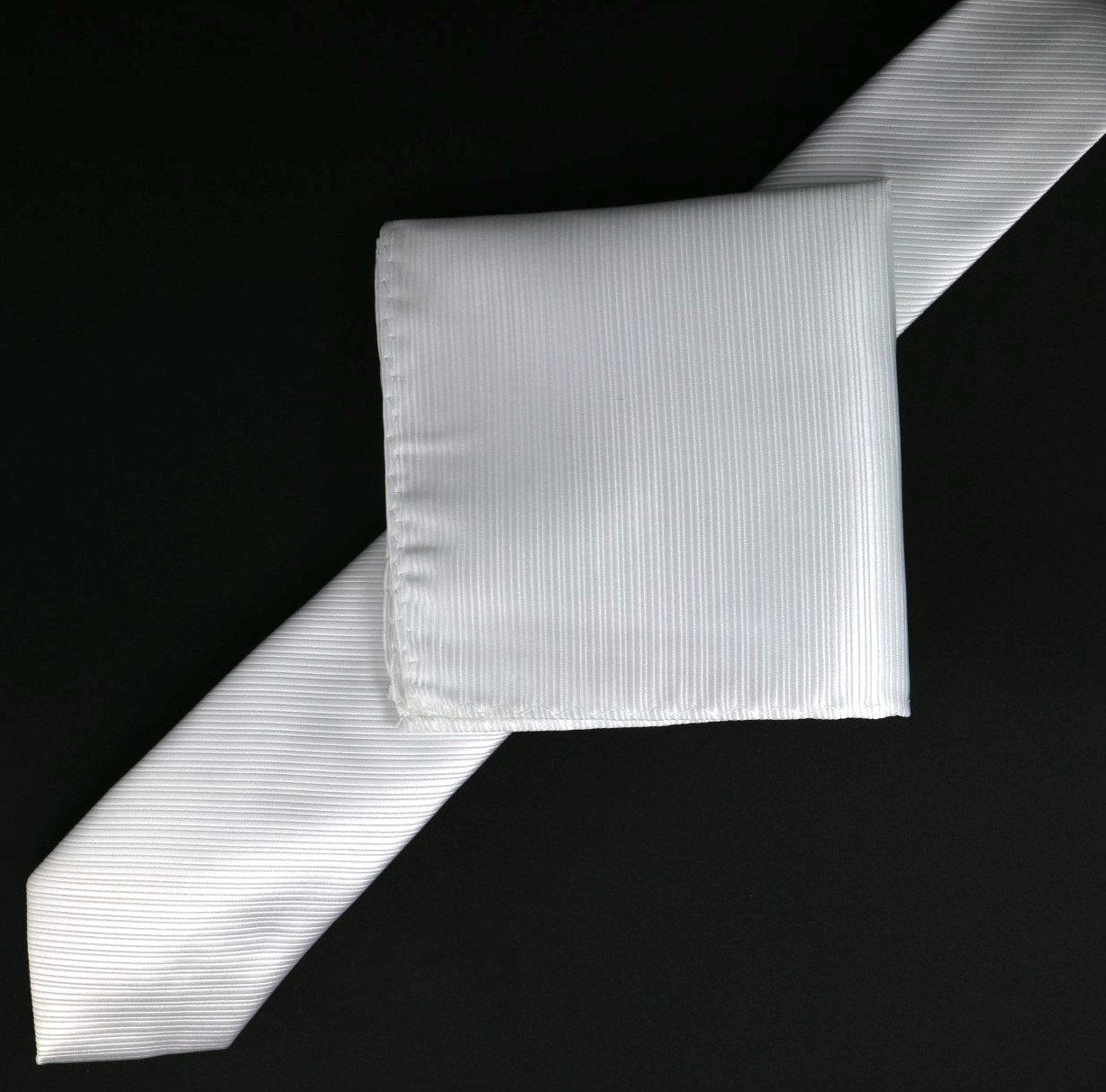White Luxury Mini Striped Weave Pocket Square