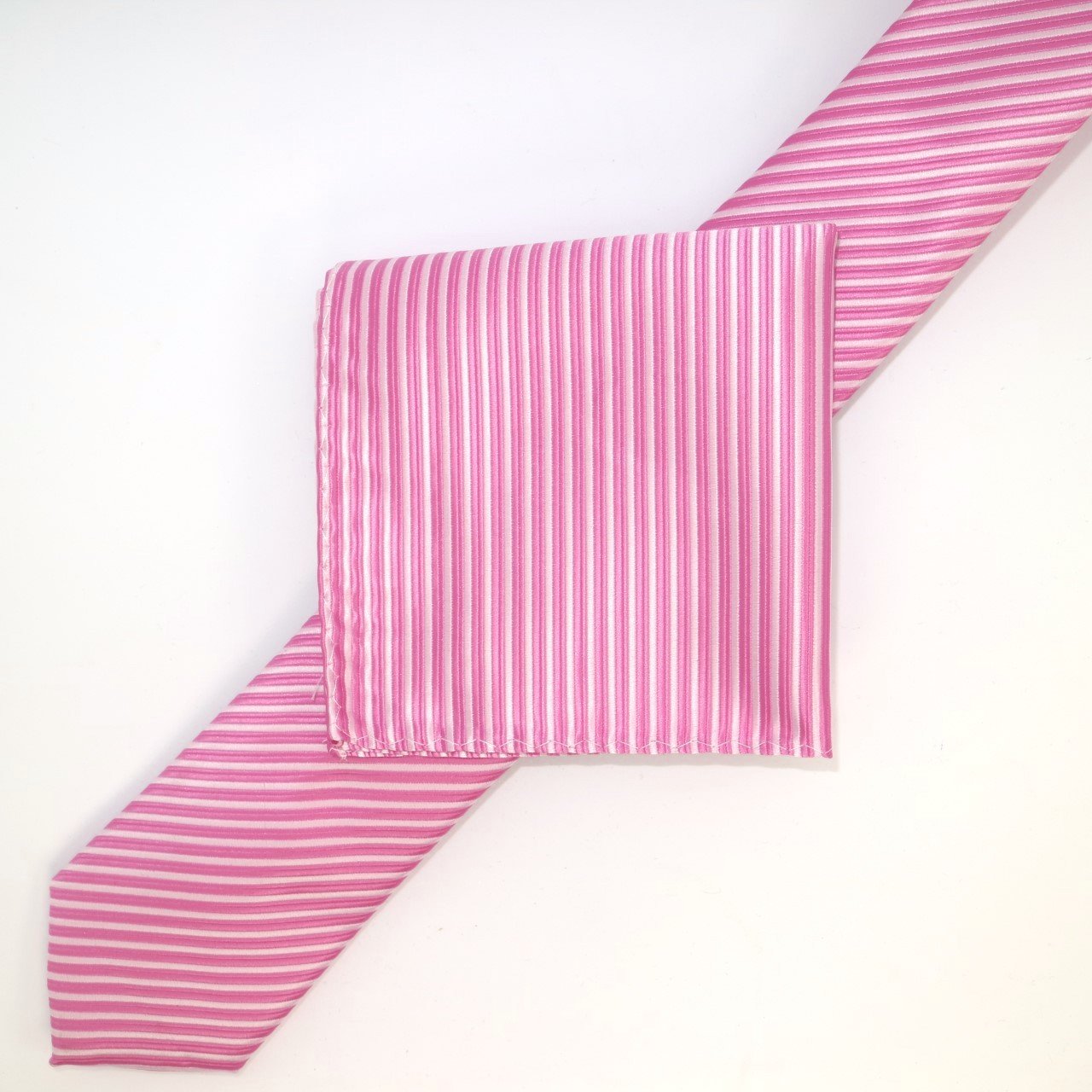 Pink/White Luxury Diagonal Striped Weave Neck Tie