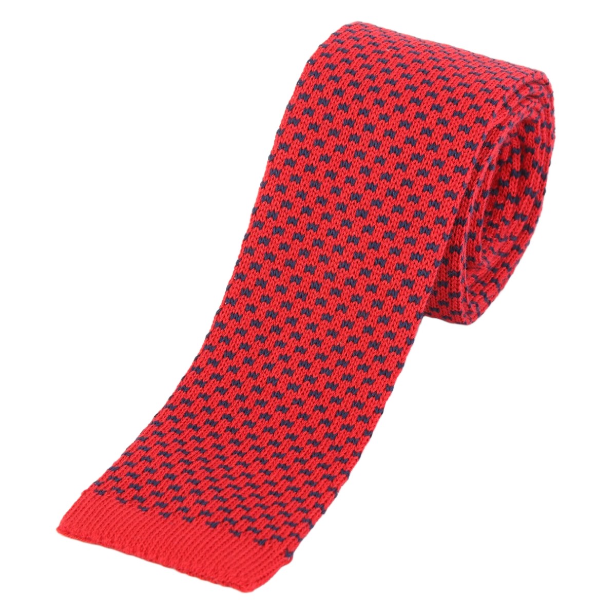 Red Spotted Mens Italian Knitted Tie