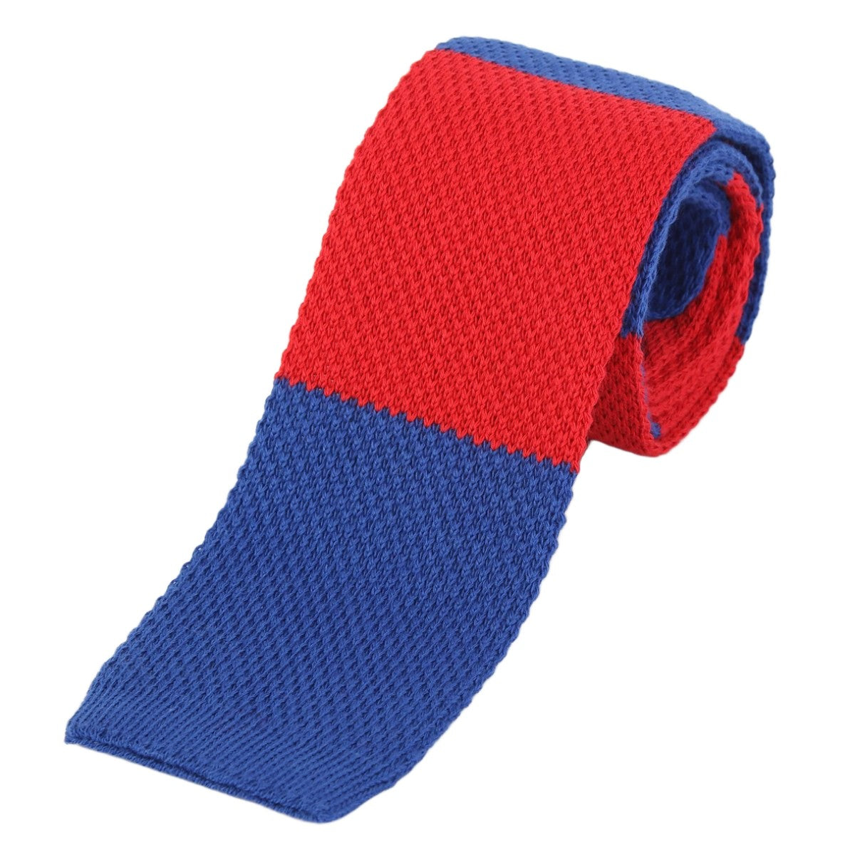 Royal/Red Block Stripe Mens Knitted Tie