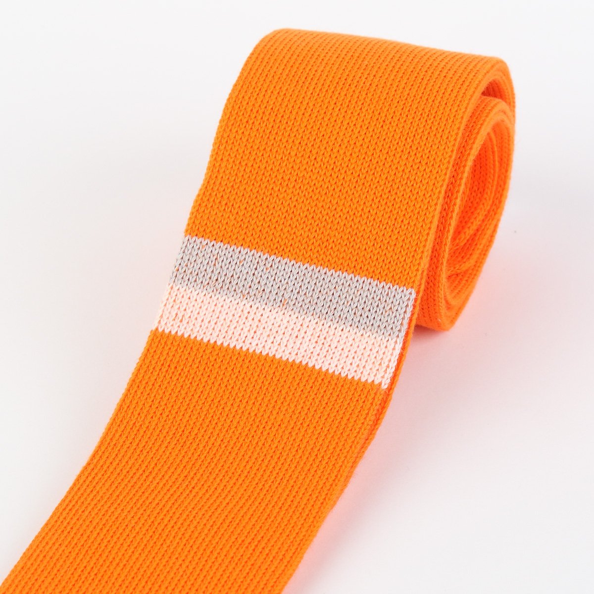 Orange/Grey Placement Stripe Mens Knitted Tie