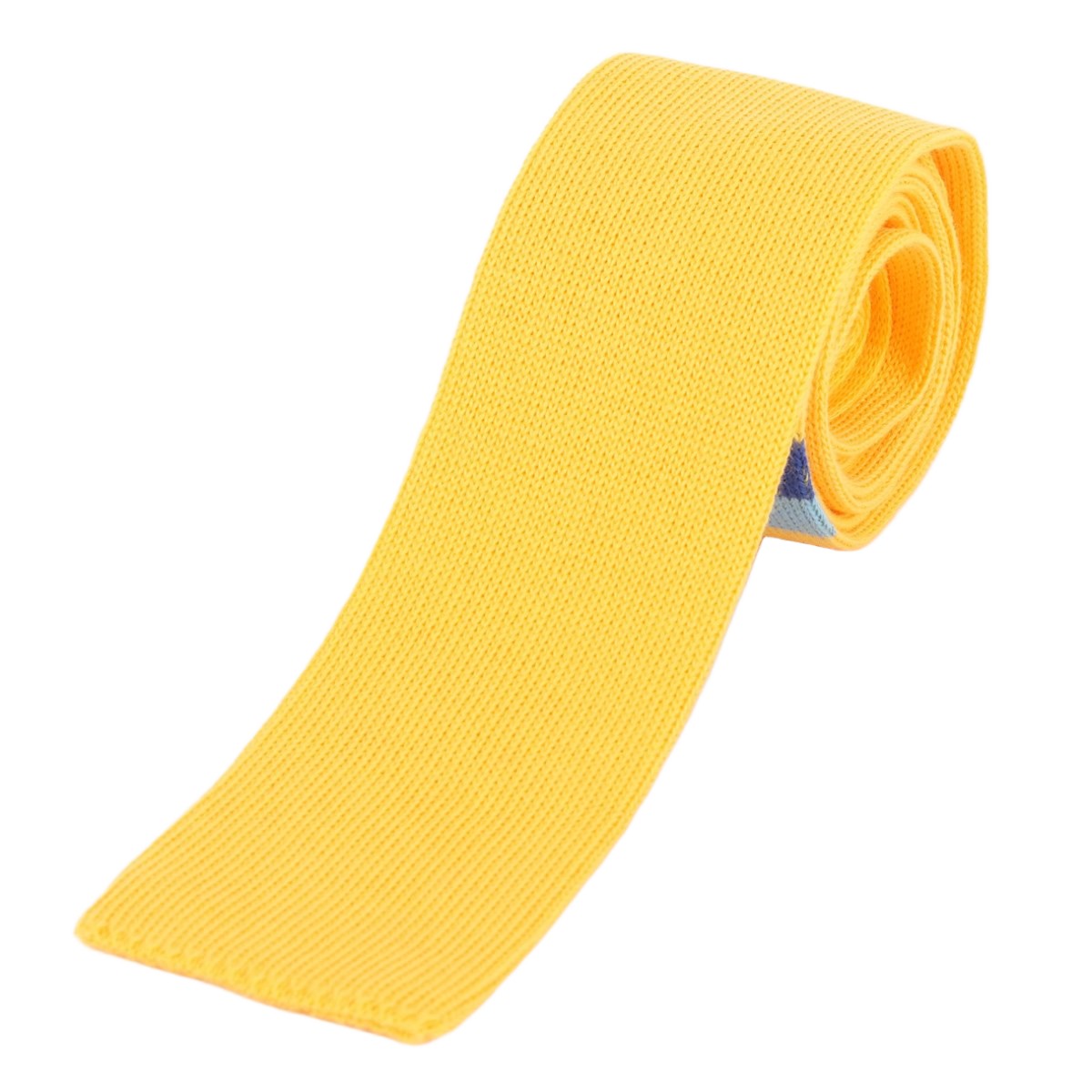 Gold/Blue Placement Stripe Mens Knitted Tie