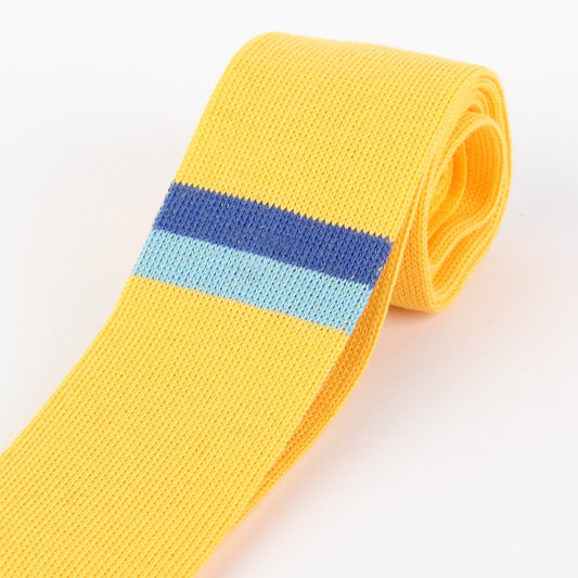 Gold/Blue Placement Stripe Mens Knitted Tie
