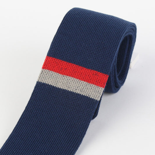 Navy/Red Placement Stripe Mens Knitted Tie