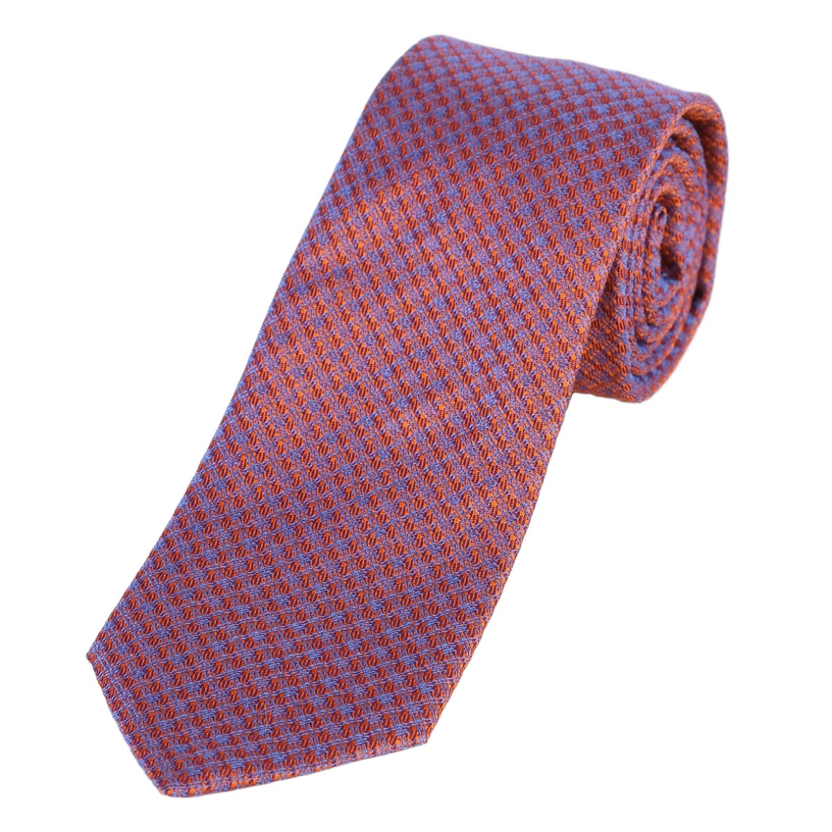 Orange/Lilac Textured Mens Italian Silk Neck Tie