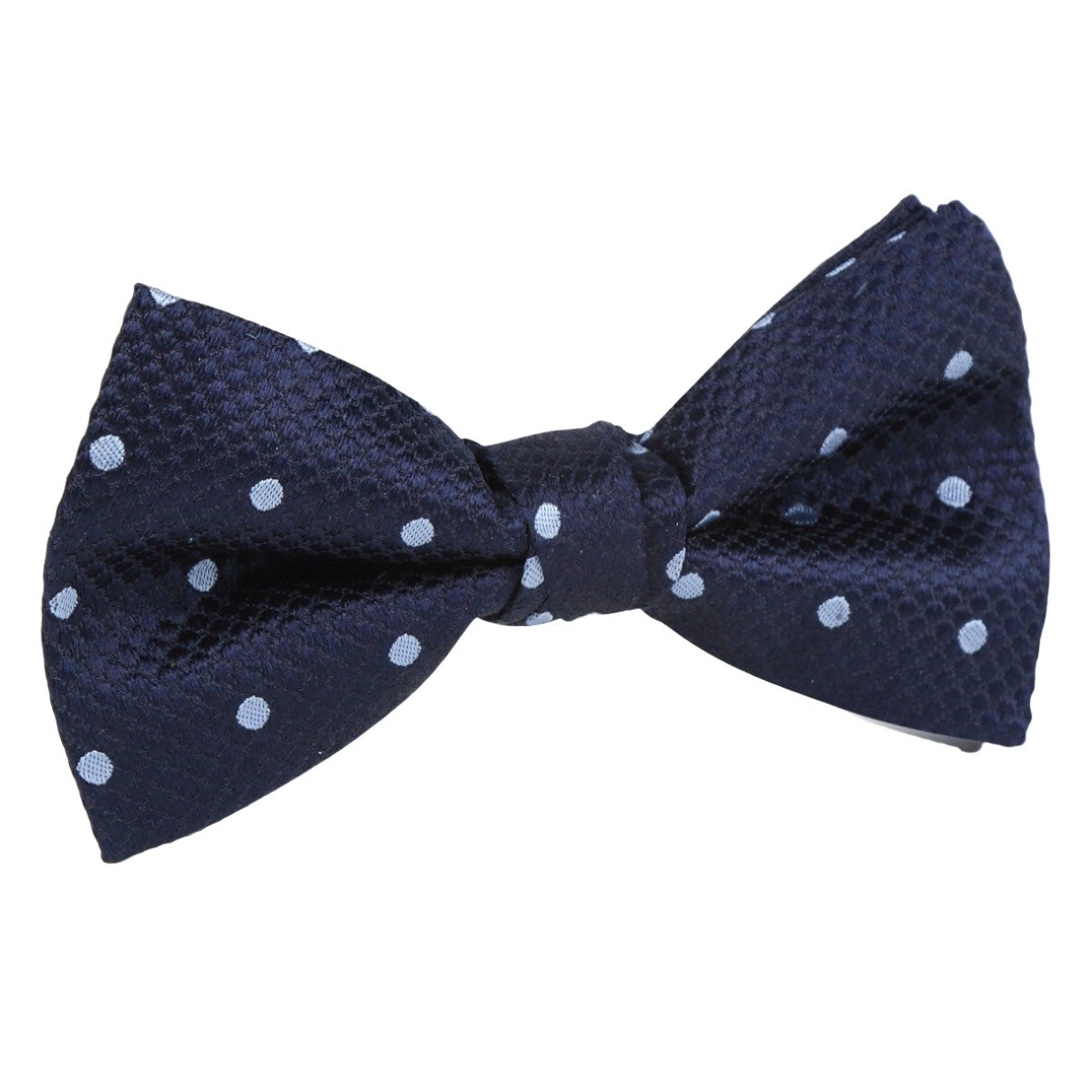 Navy/Sky Blue Luxury Silk Polka Dot Single Dimple Silk Bow Tie