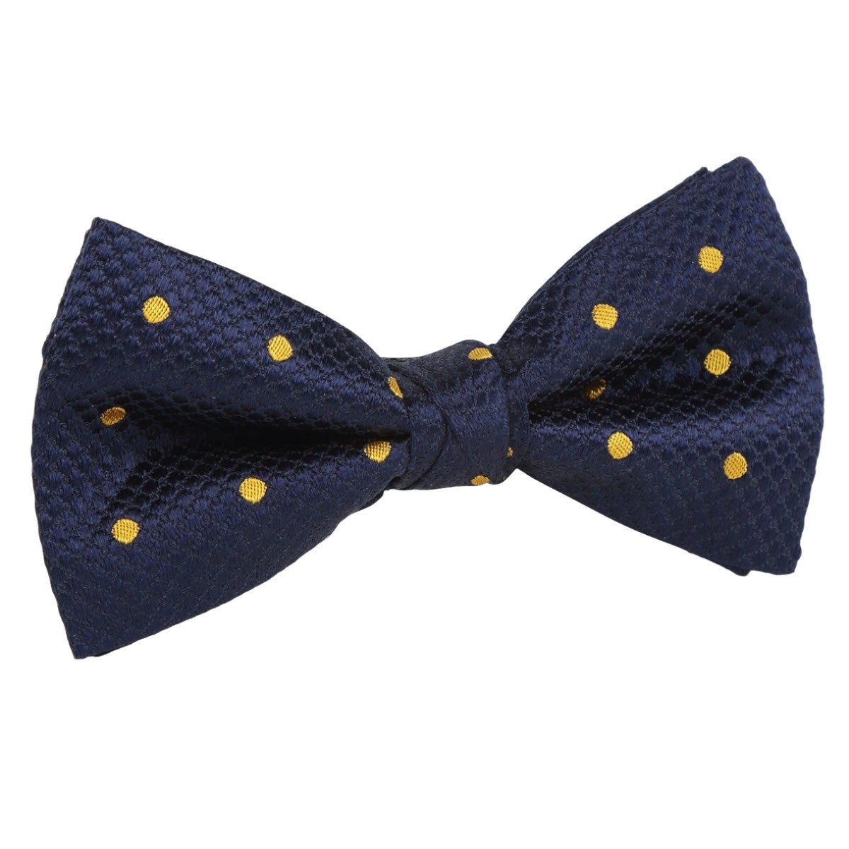 Navy/Gold Polka Dot Single Dimple Luxury Silk Bow Tie