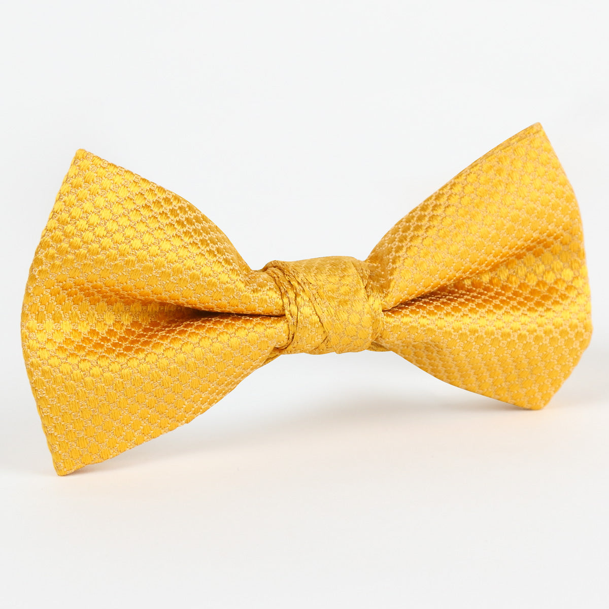 Gold Luxury Silk Square Weave Single Dimple Silk Bow Tie