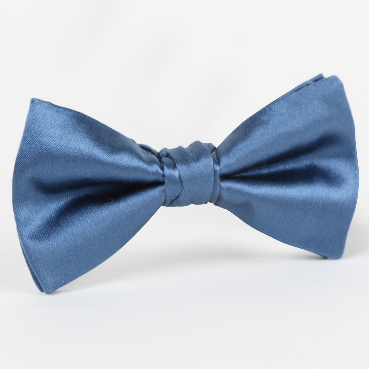 Slate Blue Luxury Silk Satin Weave Single Dimple Bow Tie