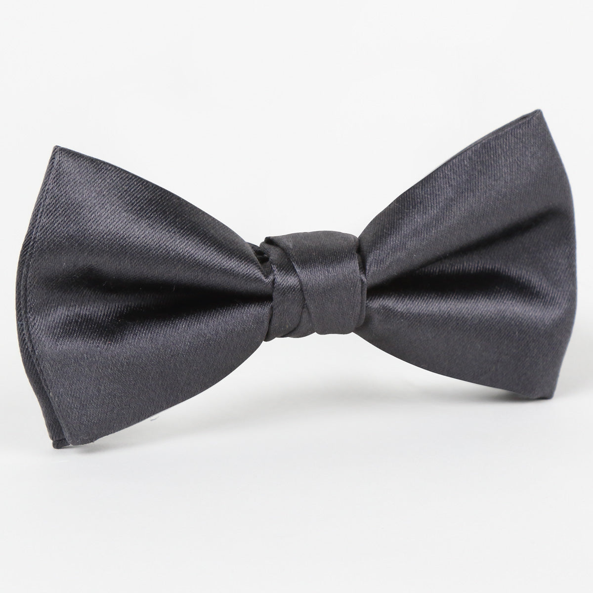 Charcoal Luxury Silk Satin Weave Single Dimple Silk Bow Tie