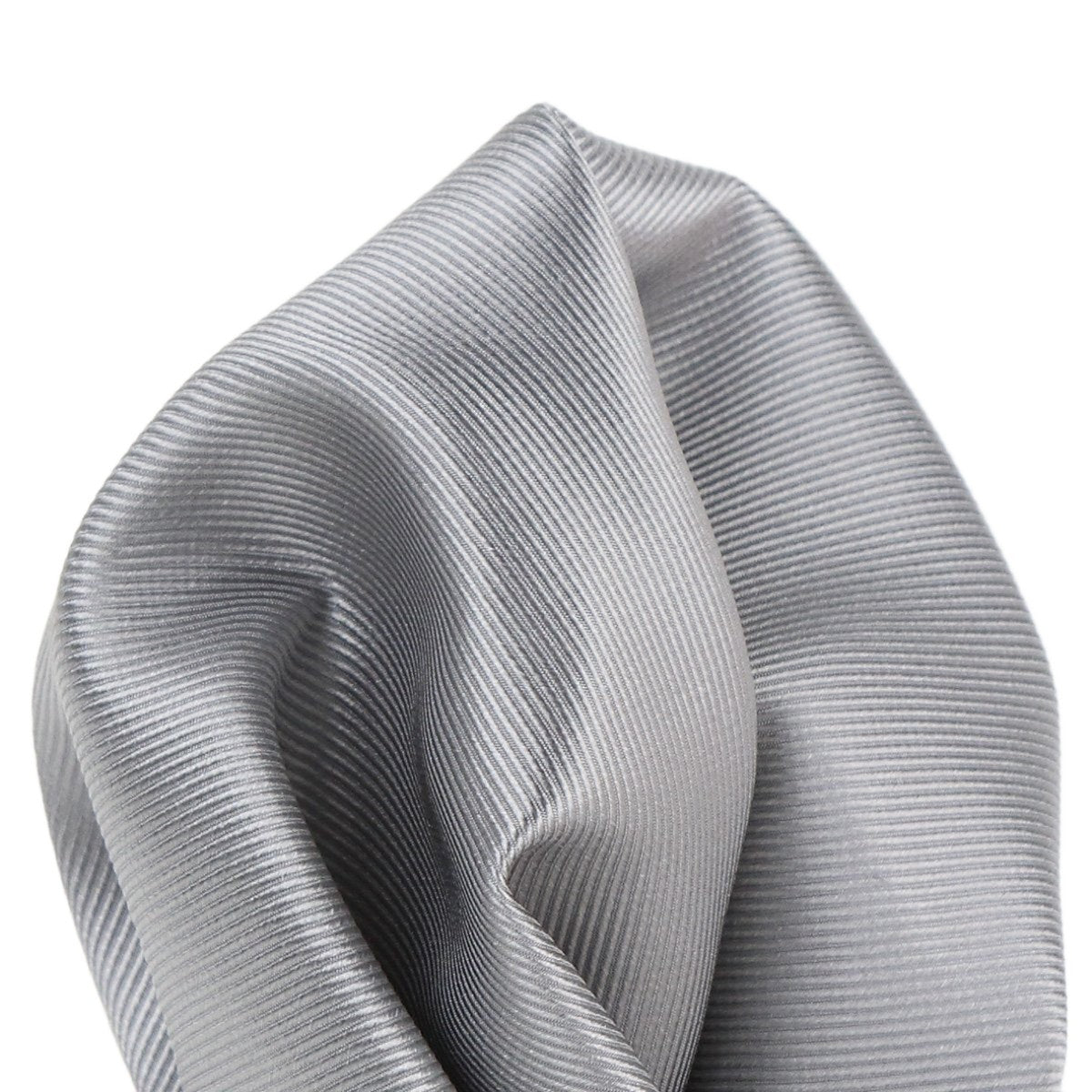 Silver Pure Silk Twill Weave Pocket Square