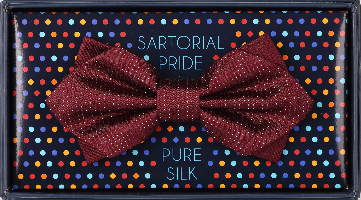 Burgundy Luxury Silk Combo Pinpoint Satin/Twill Weave Bow Tie