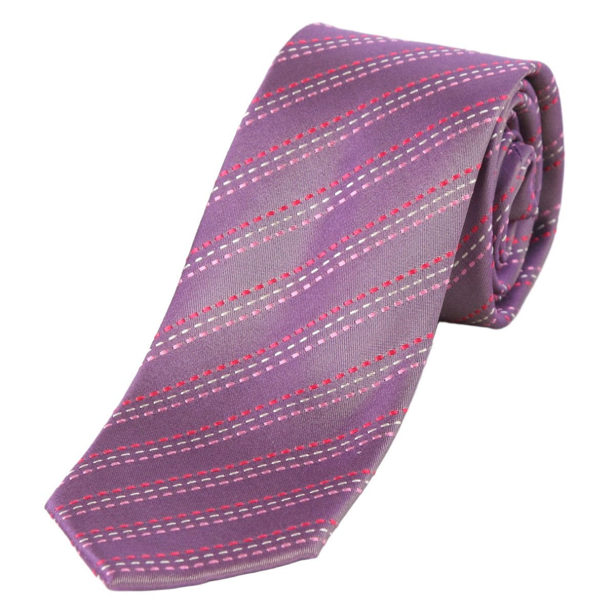 Pink/Red Stitch Stripe Mens Silk Neck Tie