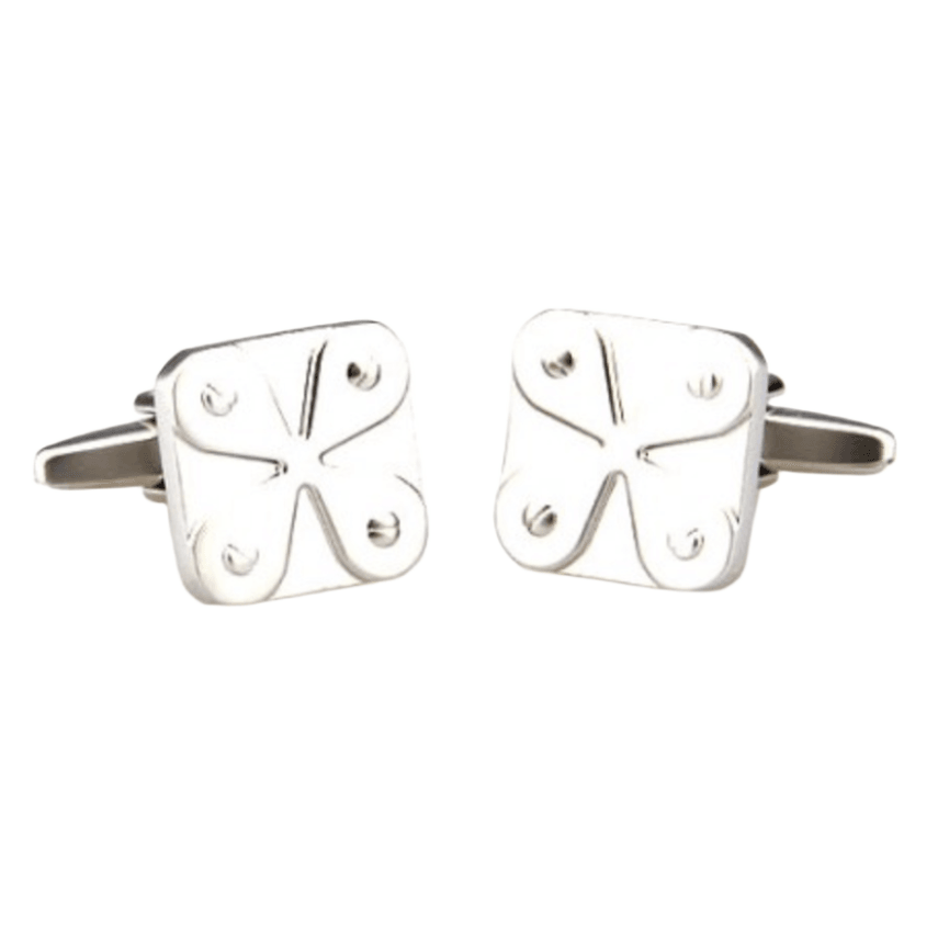 Silver Four Leaf Clover Cuff Links