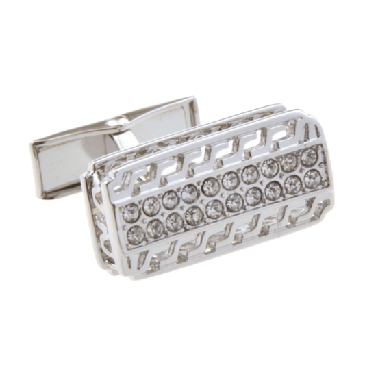 Silver Crystal Hellenic Cuff Links
