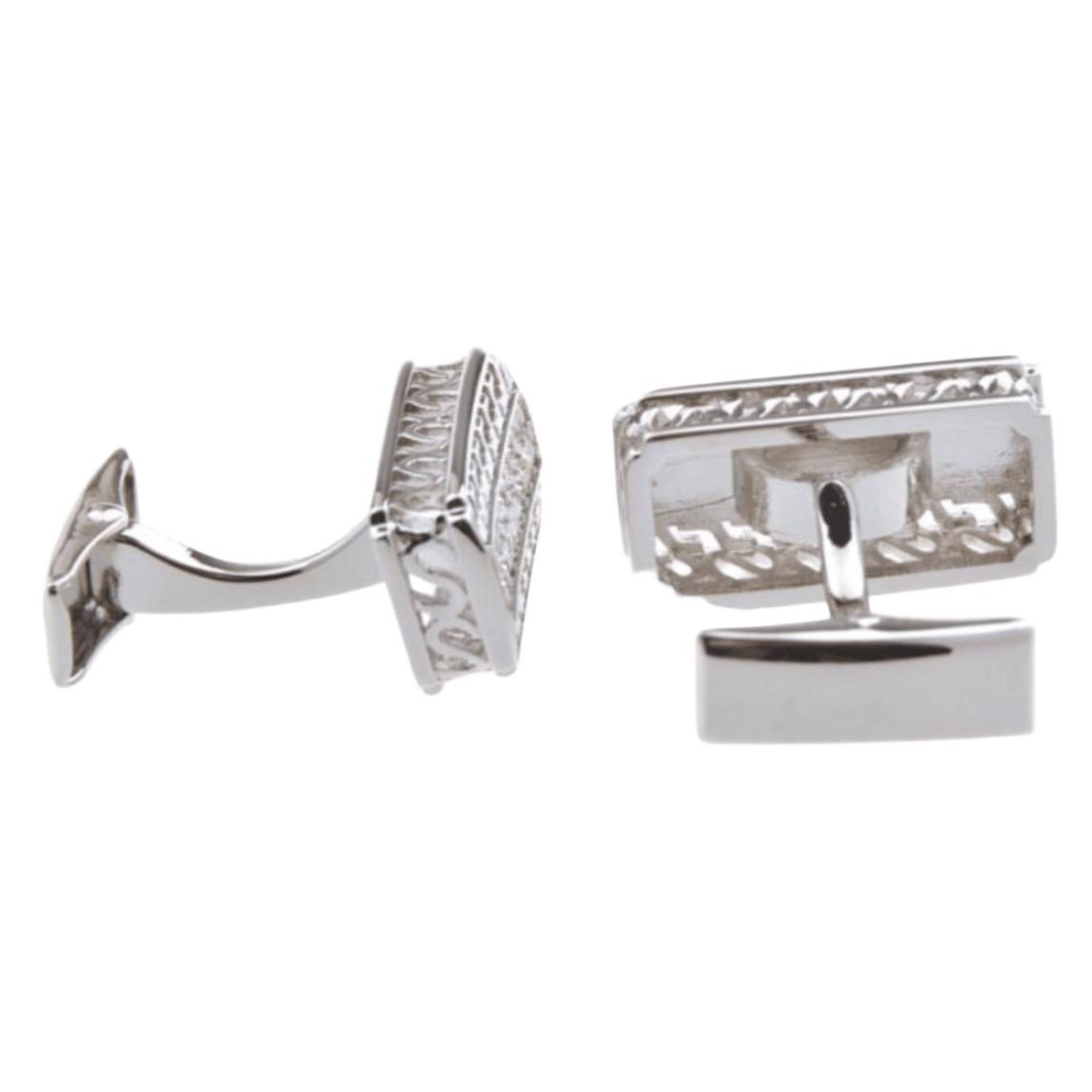Silver Crystal Hellenic Cuff Links