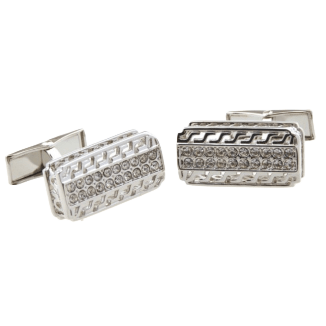 Silver Crystal Hellenic Cuff Links