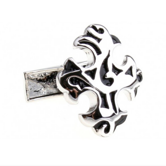 Silver/Black Antique Cross Cuff Links