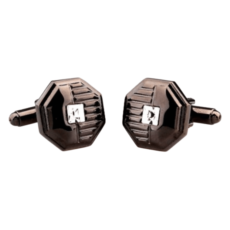 Black Crystal Octagon Cuff Links
