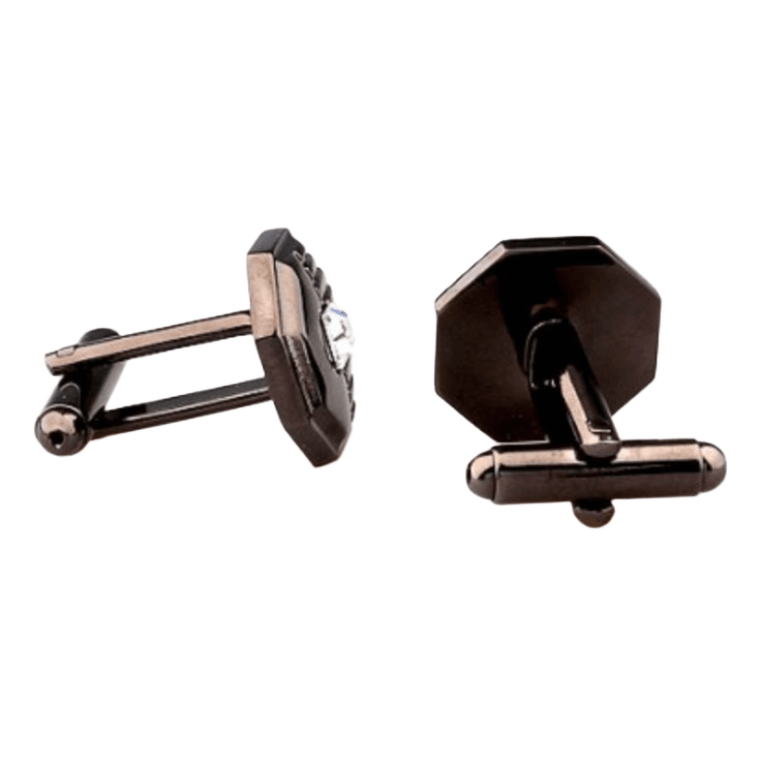 Black Crystal Octagon Cuff Links