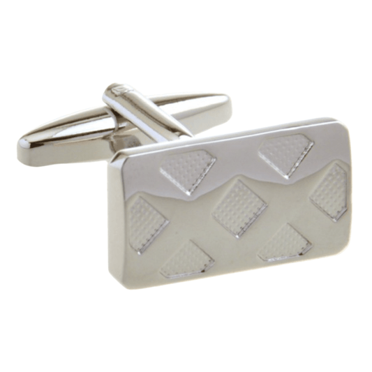 Silver Double X Check Cuff Links