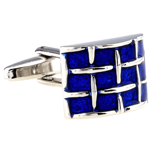Silver/Blue Curved Weave Cuff Links