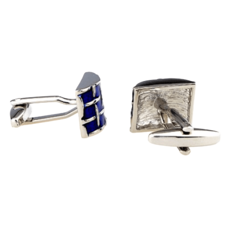 Silver/Blue Curved Weave Cuff Links