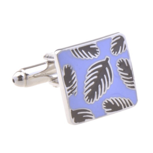 Silver/Lilac/Black Palm Enamel Cuff Links
