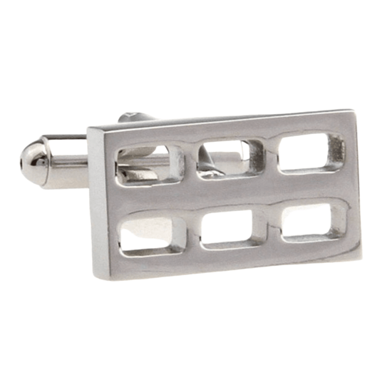 Silver Hollow Rectangle Cuff Links