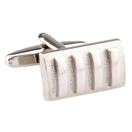 Silver Concave Convex Cuff Links