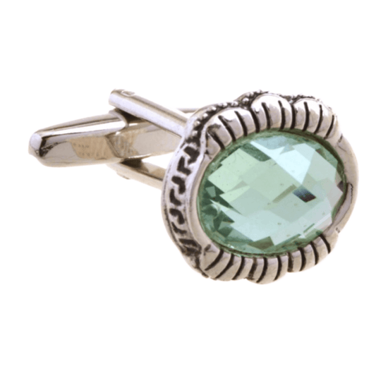 Silver/Aqua Vintage Oval Cuff Links