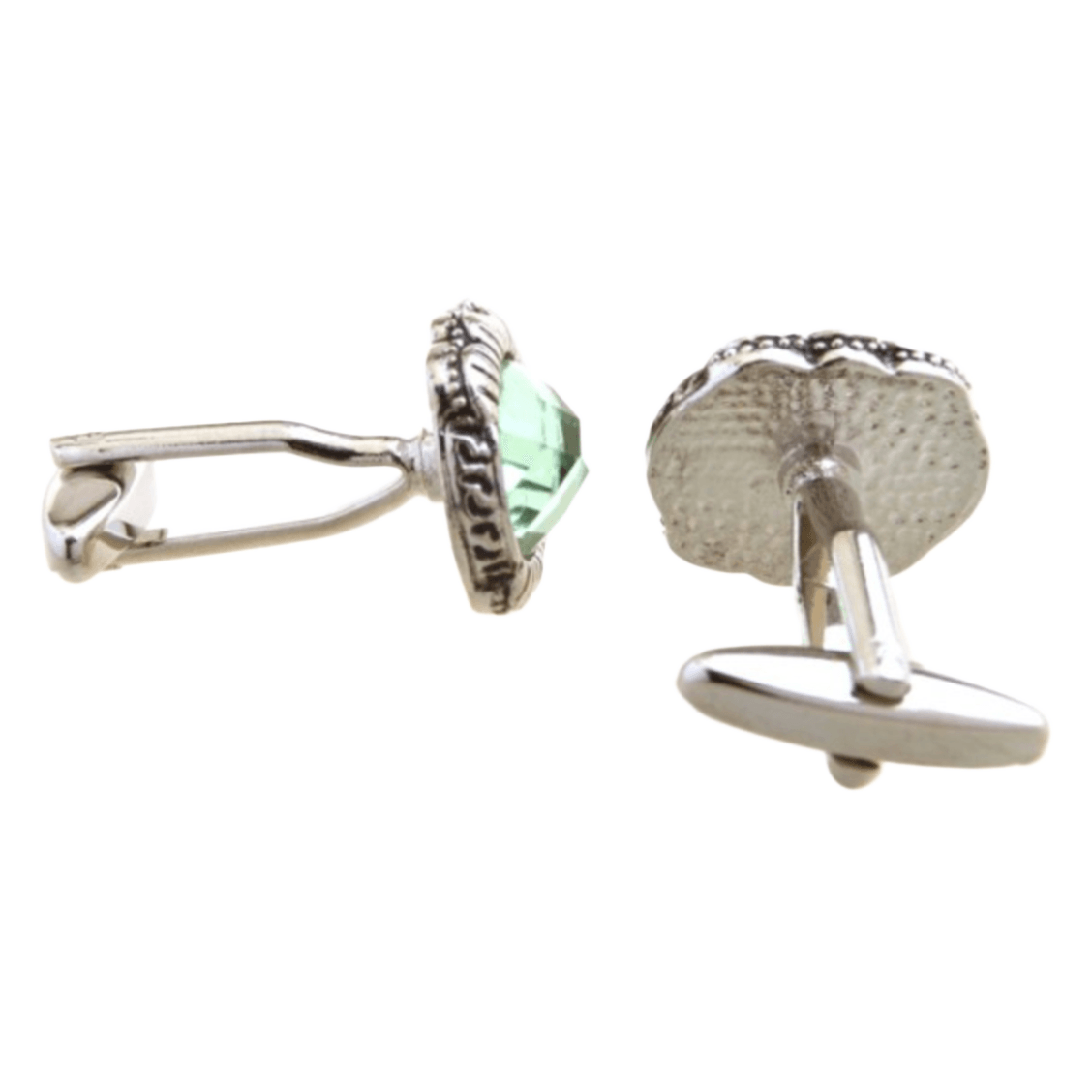 Silver/Aqua Vintage Oval Cuff Links