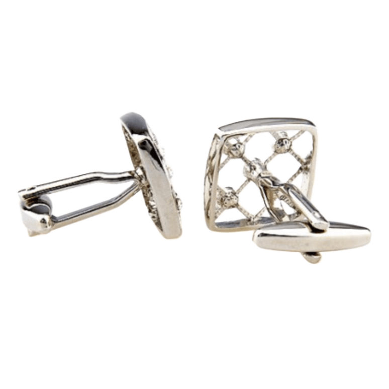 Silver Crystal Hollow Cuff Links